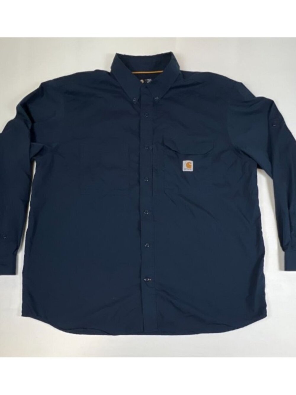 Carhartt Men 2XL Navy Blue Force Relaxed Fit Long Sleeve Button Up Shirt